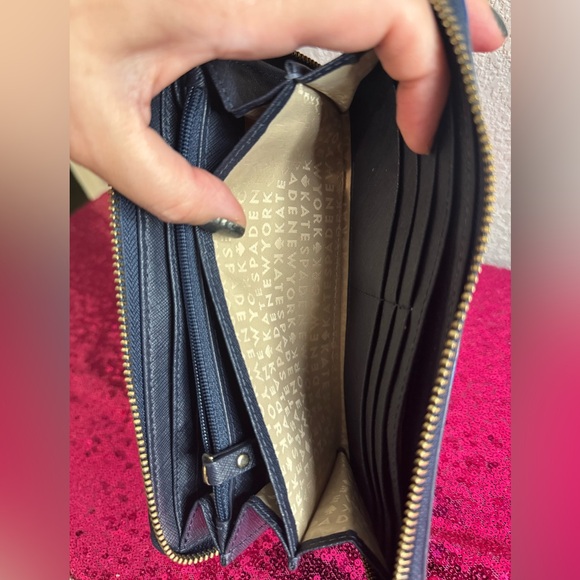 KATE SPADE 💙 Navy Blue & White Checkered Wallet and Wristlet ⭐️ Like NEW - Picture 8 of 12